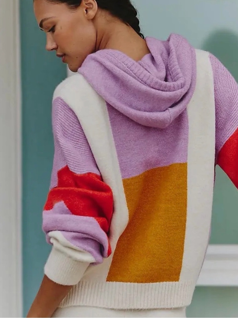 Daily Practice by Anthropologie Hoodie Swater in Lavender, Red, Cream & Mustard - Picture 5 of 5